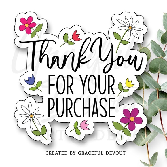 Graceful Devout Other - 🌷Thank you for your purchase- Sticker 2" (inches)(48ct.)  [GD66-48]